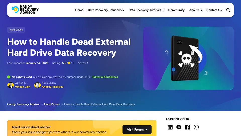 Screenshot of How to Handle Dead External Hard Drive Data Recovery