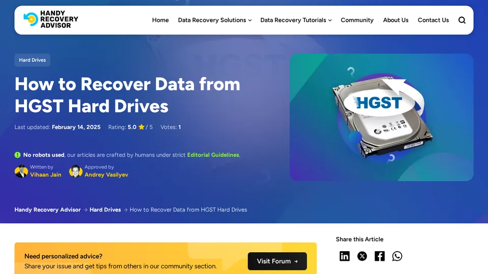Screenshot of How to Recover Data from HGST Hard Drives