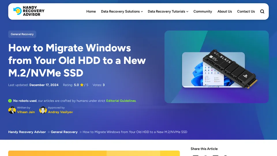 Screenshot of Migrate Windows from HDD to M.2/NVMe SSD