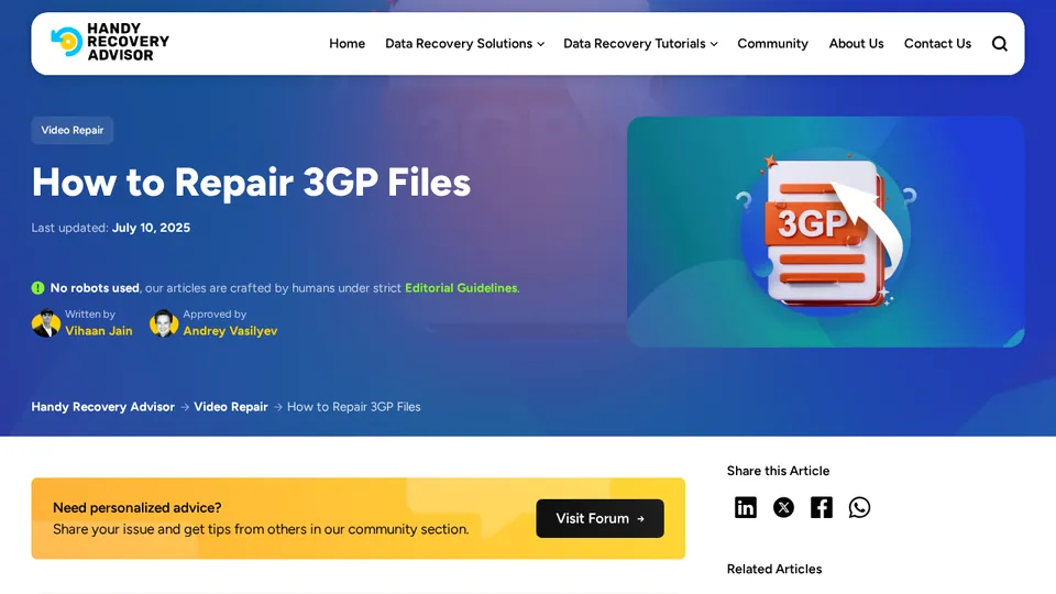 Screenshot of How to Repair 3GP Files