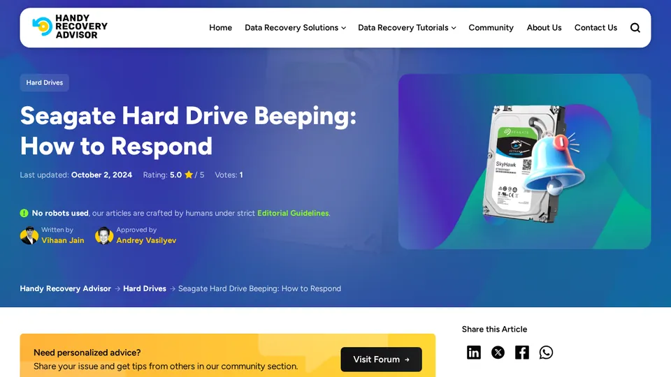 Screenshot of Seagate Hard Drive Beeping: How to Respond